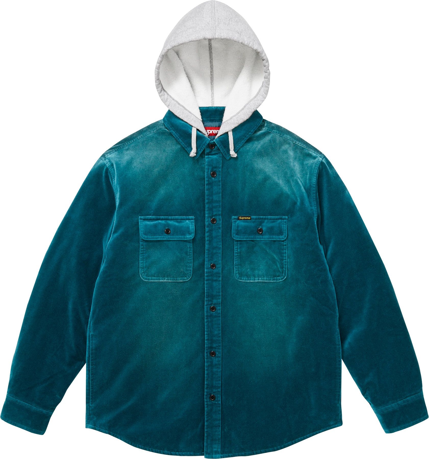 Quilted Lined Hooded Velvet Shirt view 5